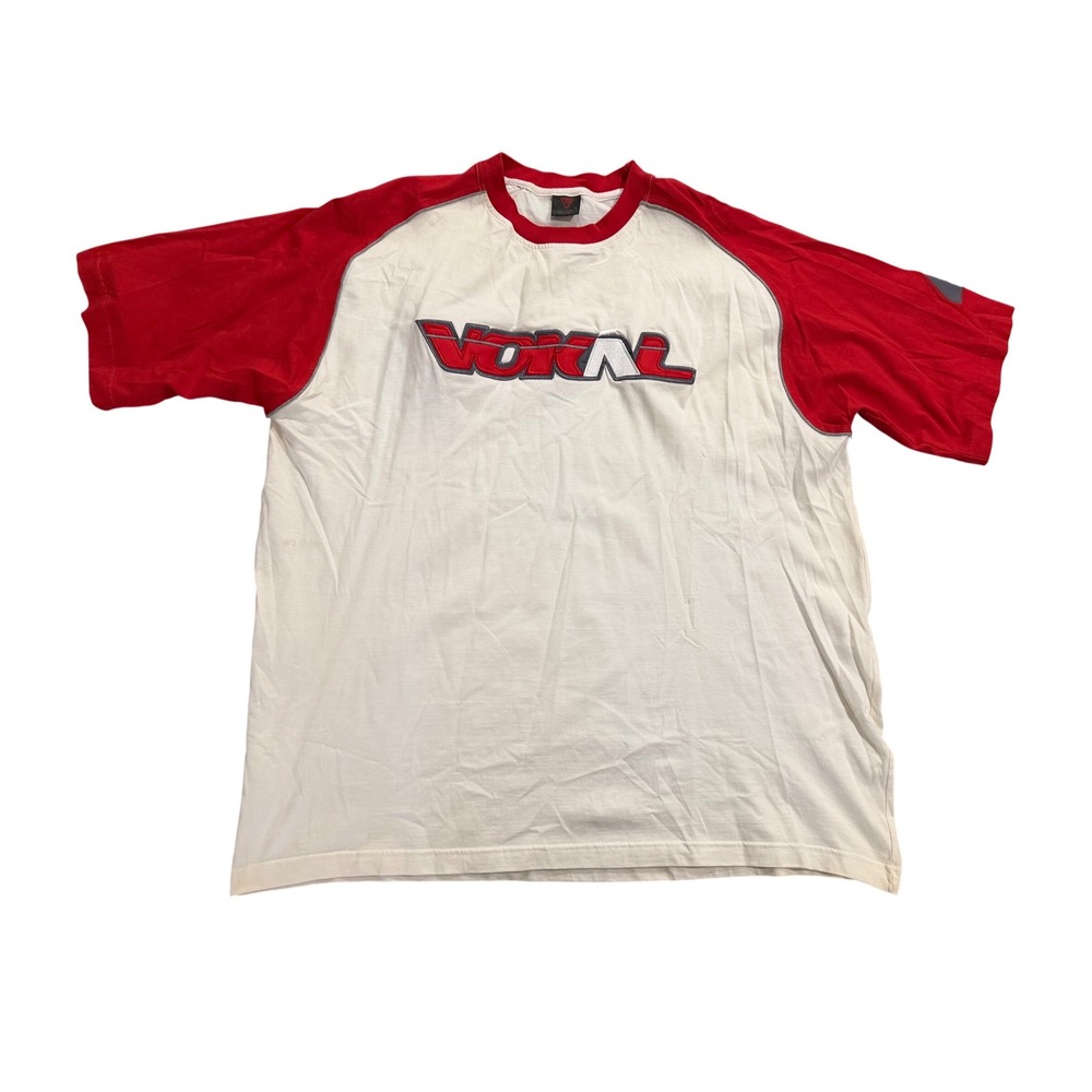 Vokal T-Shirt Mens Large White Y2K Hip Hop Raglan Embroidered Logo